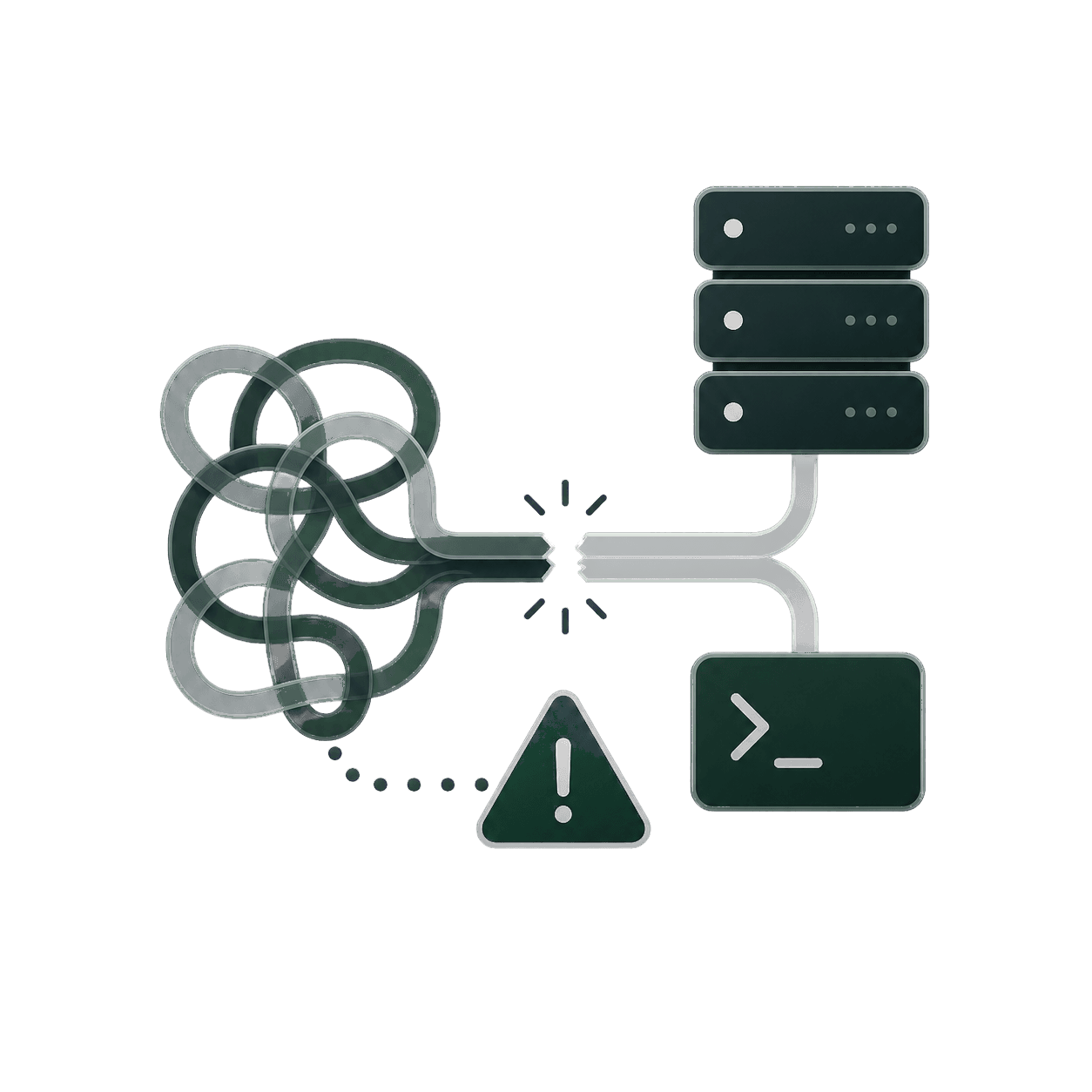 A tangled deployment path becoming a clear path between a server and a terminal
